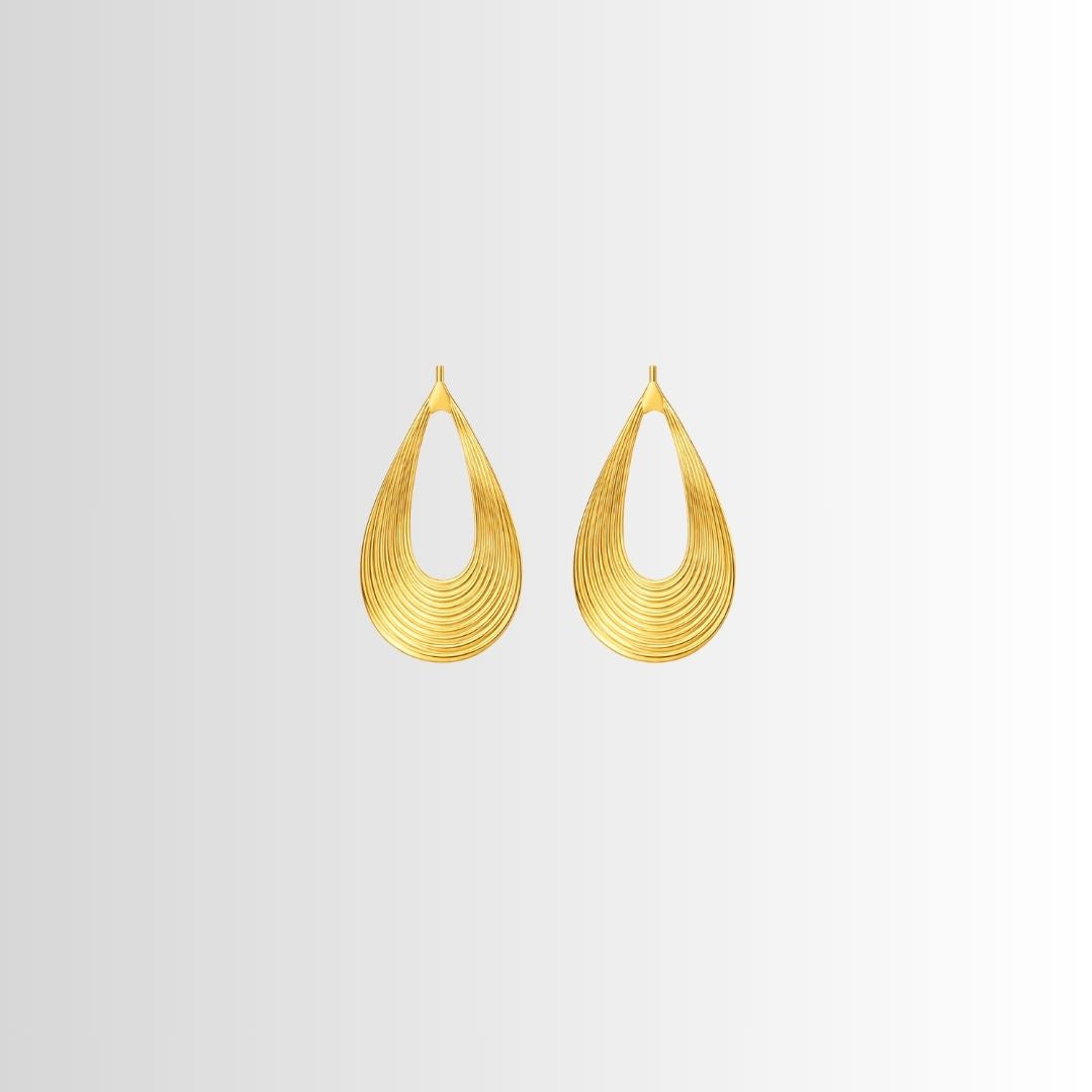 Golden Oval Statement Earrings