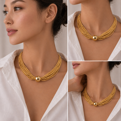 Golden Orbit Statement Necklace