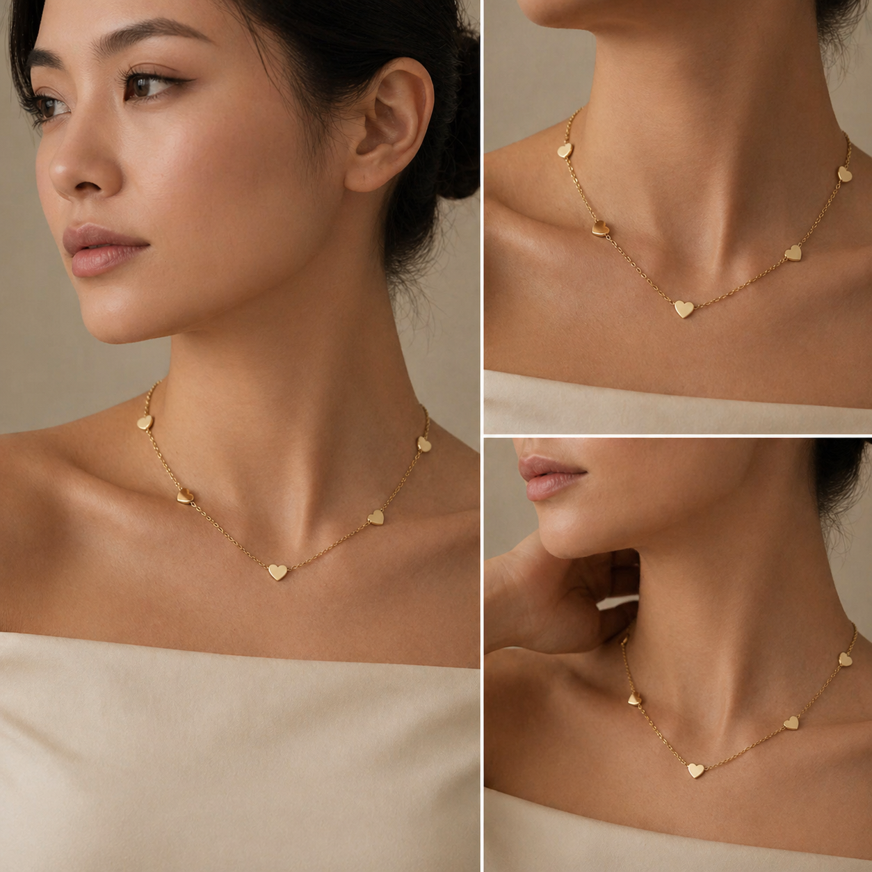 Three Mini Hearts Necklace