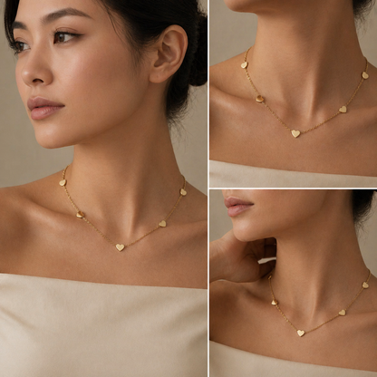 Three Mini Hearts Necklace