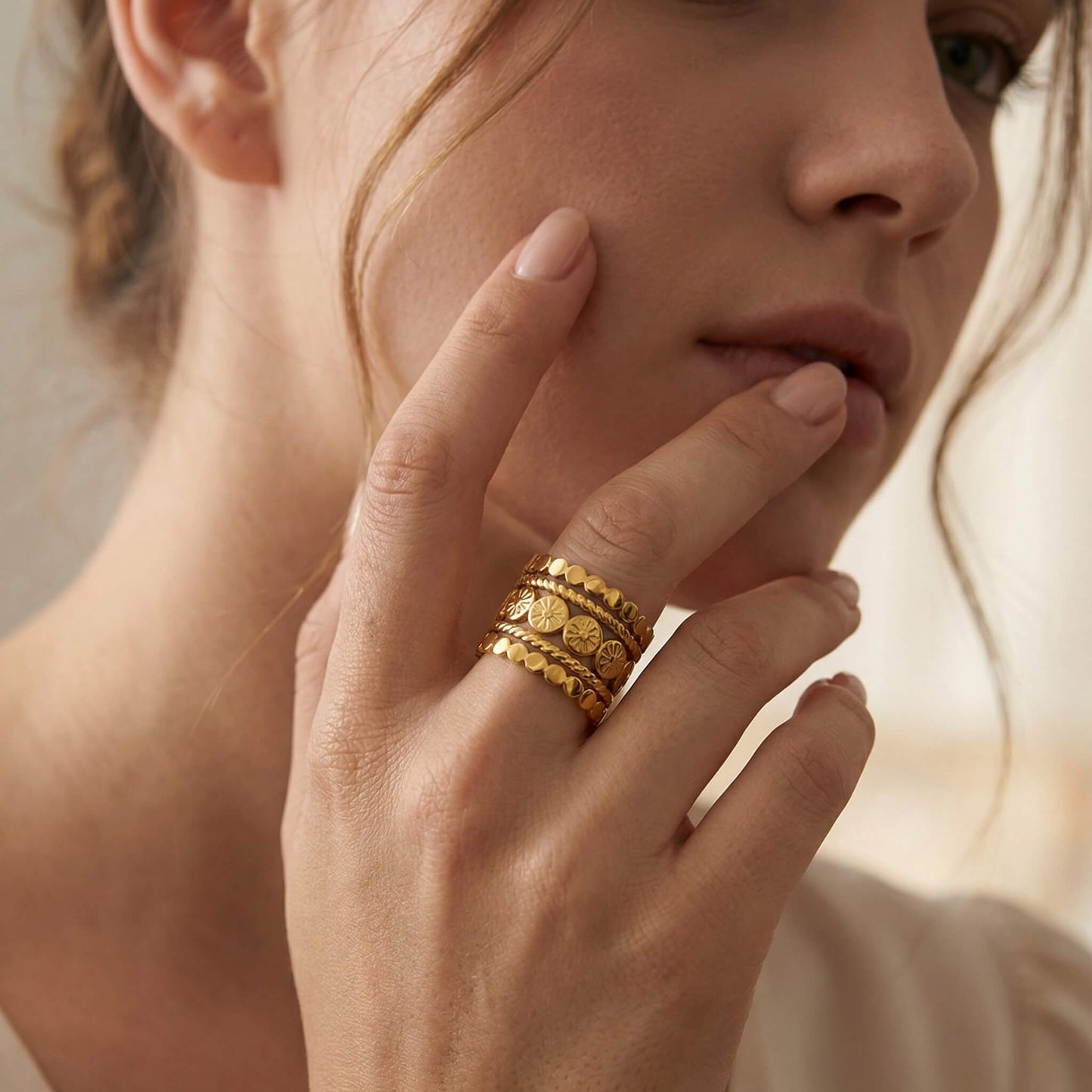 Golden Layered Ring