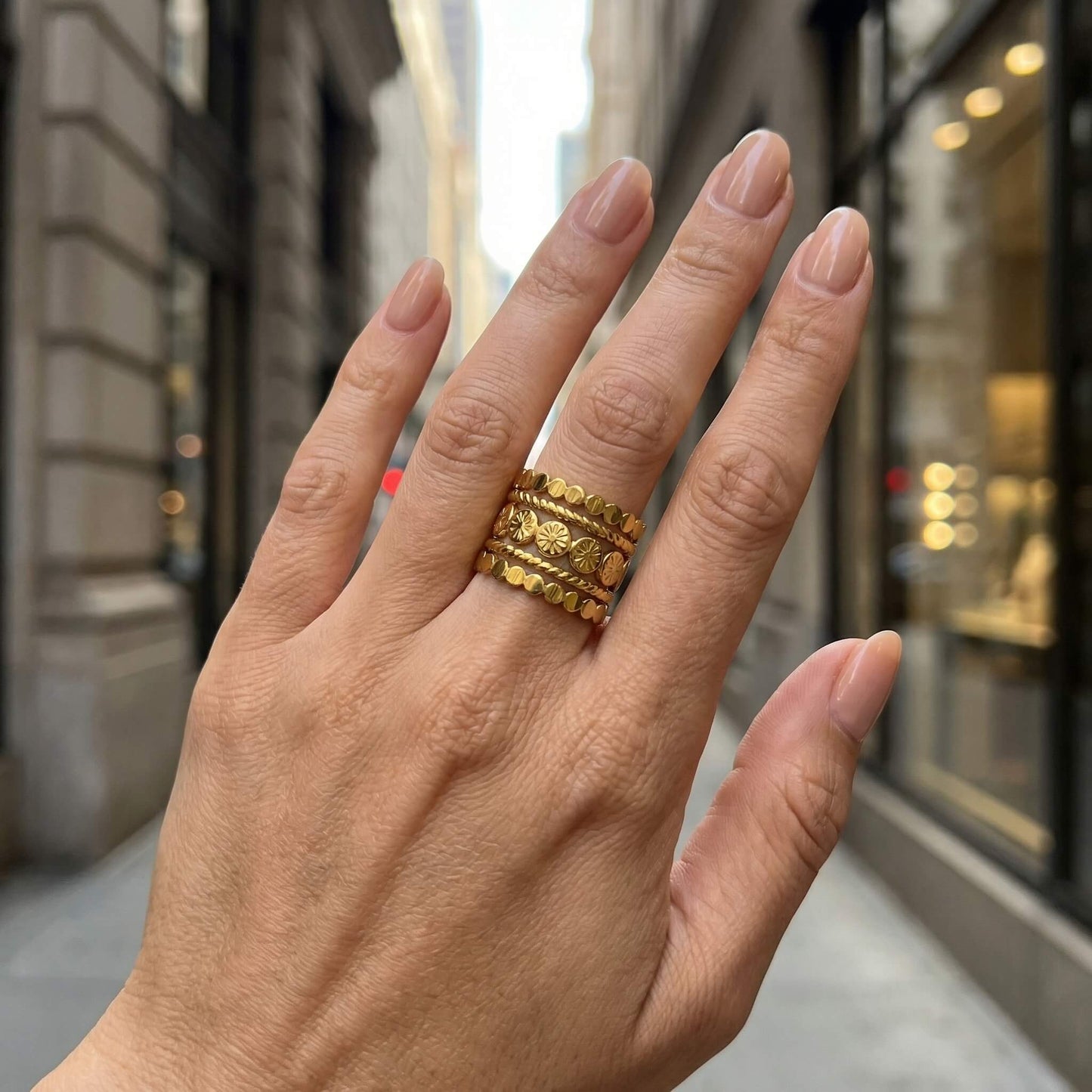 Golden Layered Ring