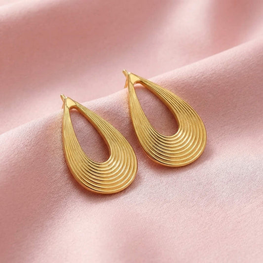 Golden Oval Statement Earrings