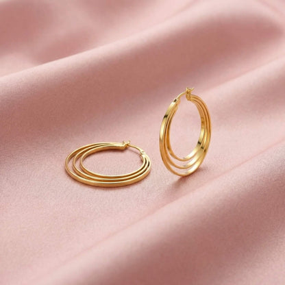 Elegant Triple Hoop Earrings