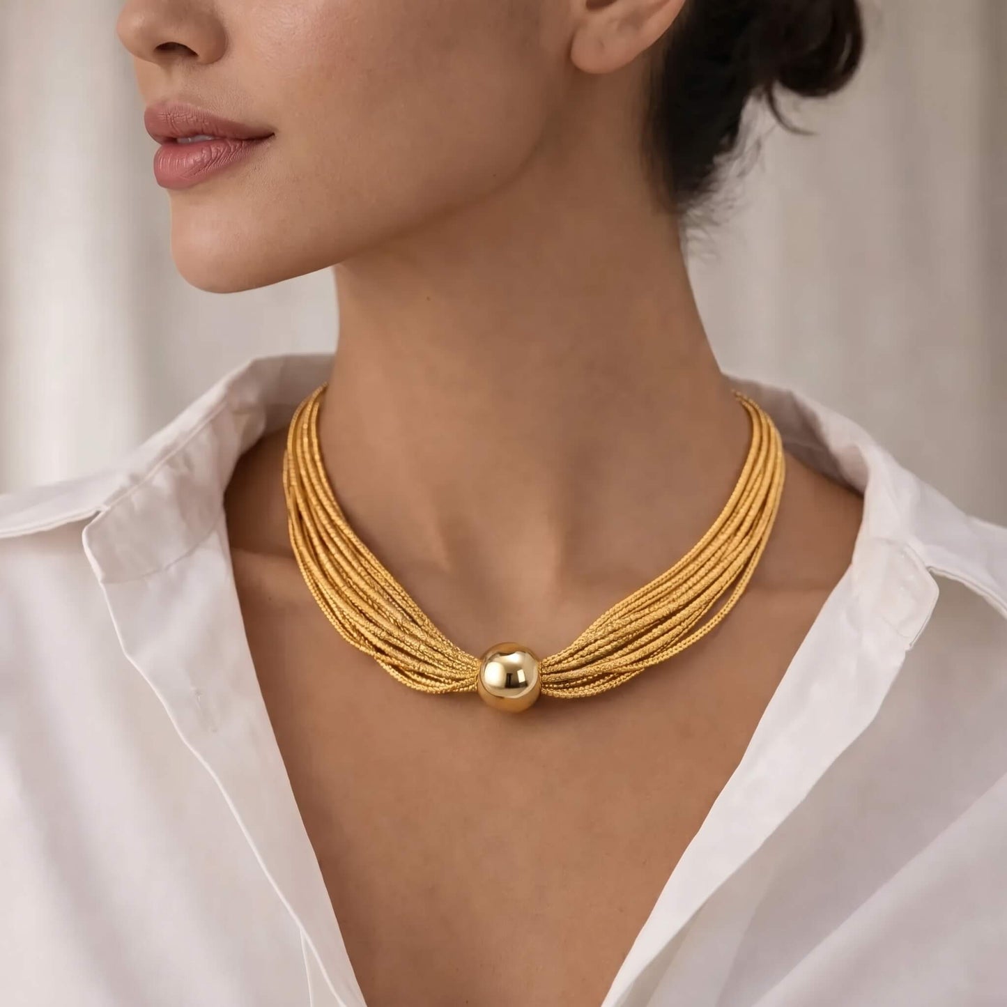 Golden Orbit Statement Necklace
