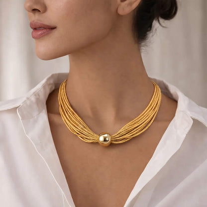 Golden Orbit Statement Necklace