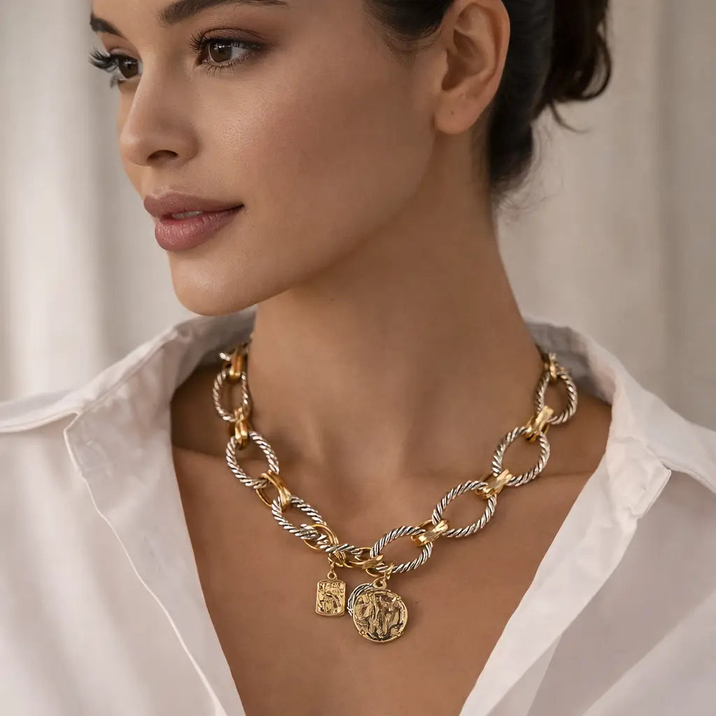 Royal Coin Twisted Chain Necklace
